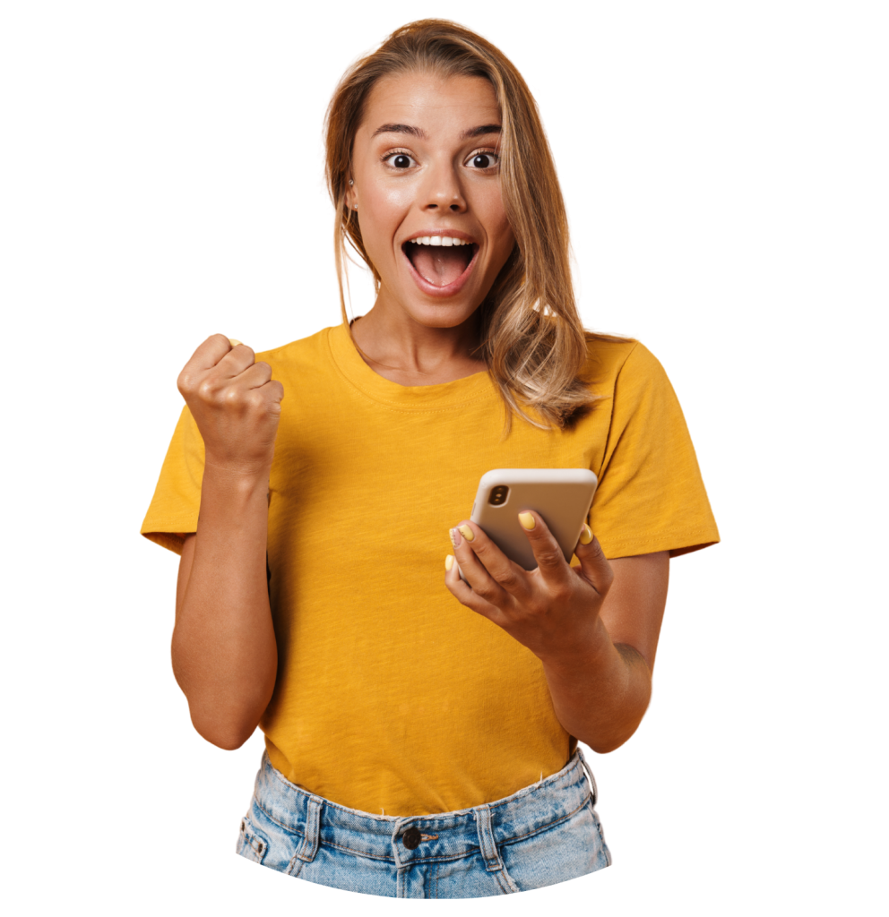 Happy person viewing campaign on phone