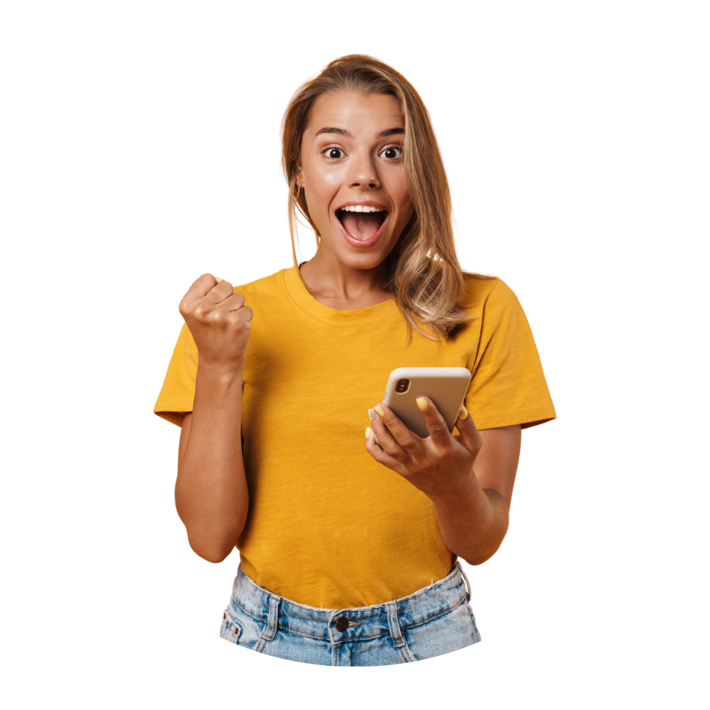 Person happy for successful service